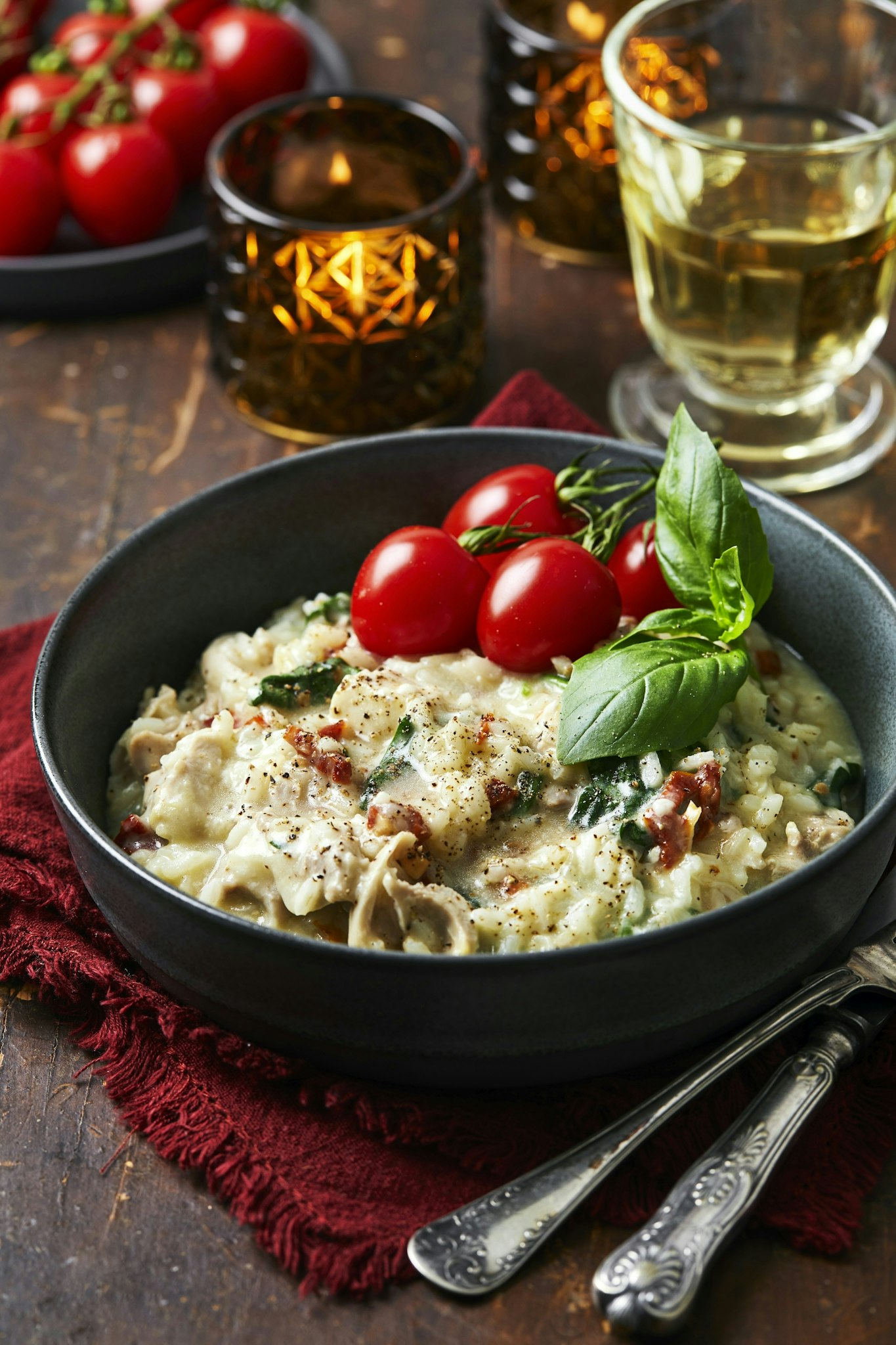 Risotto med kyckling, spenat & soltorkad tomat