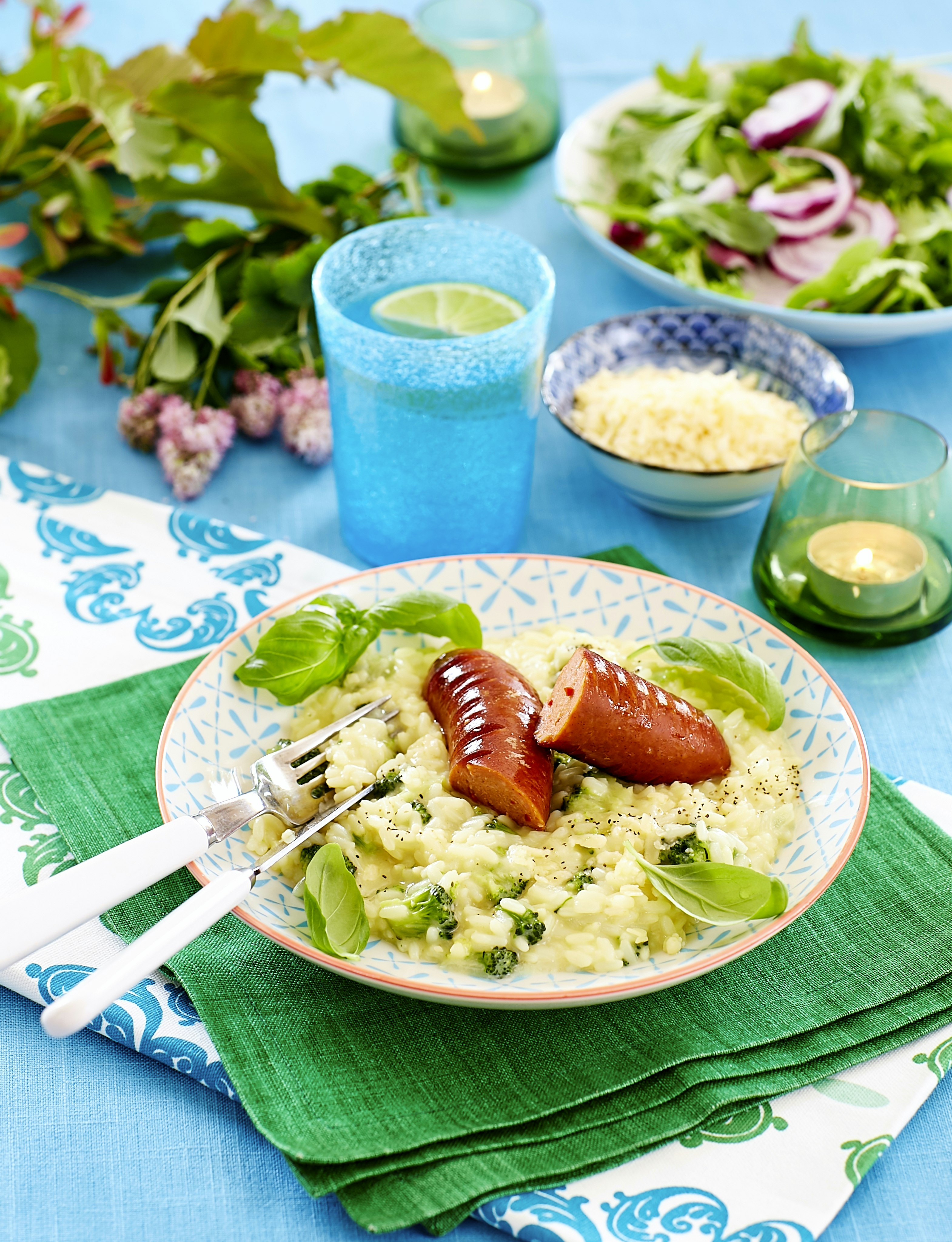 Risotto med broccoli, västerbottensost och chorizo