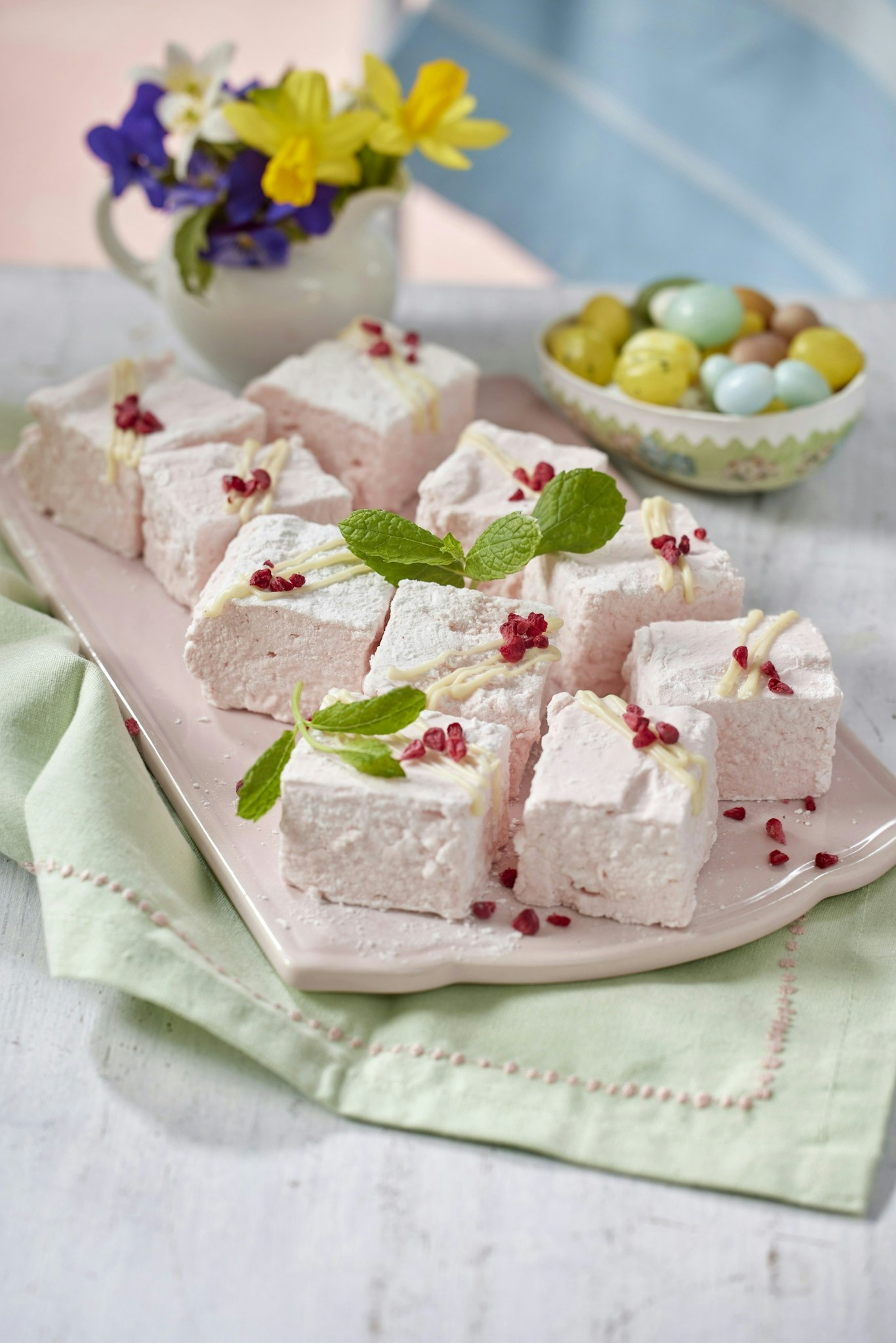 Rosa marshmallows med jordgubb och citron
