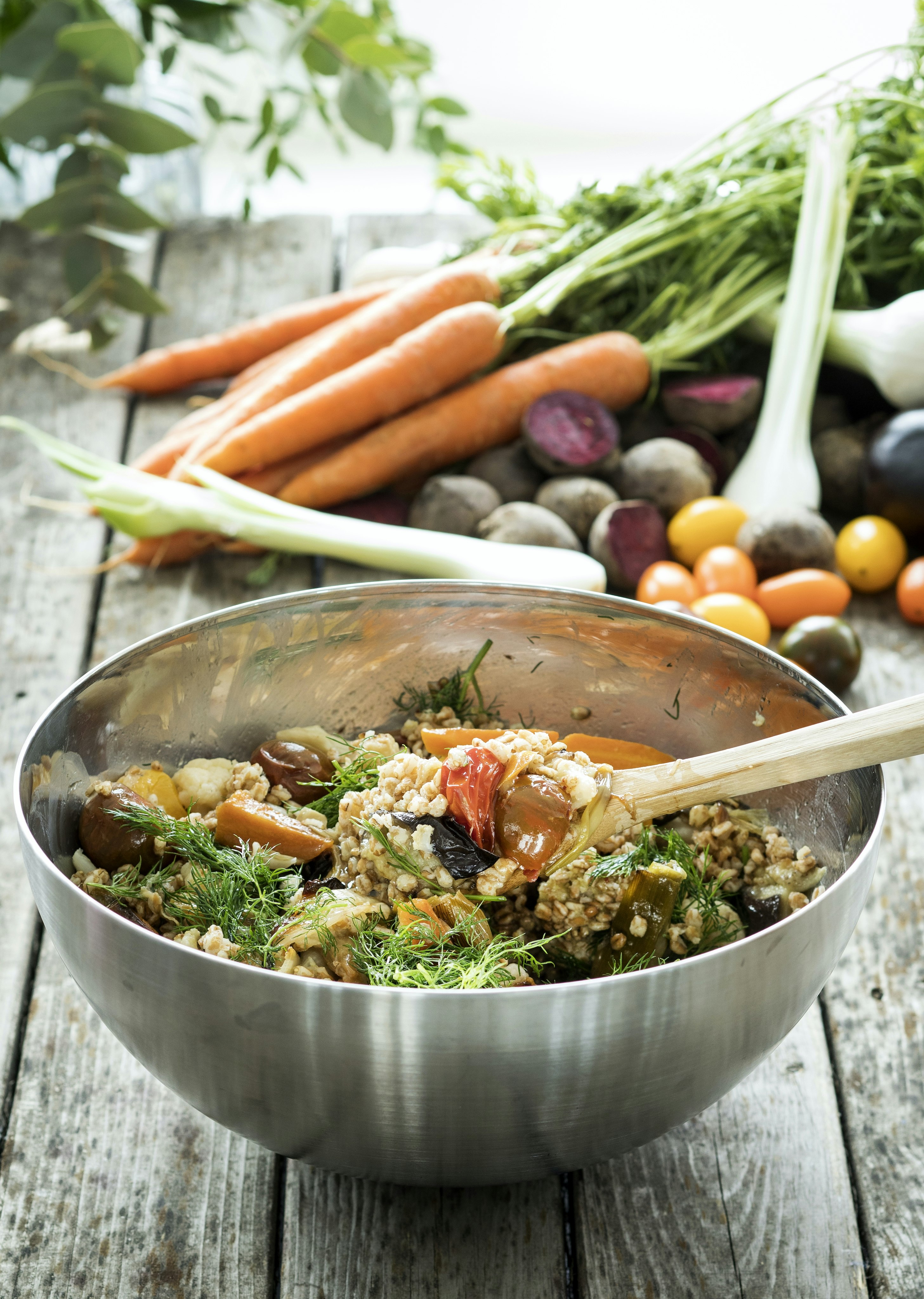 Rostad grönsakssallad med matvete