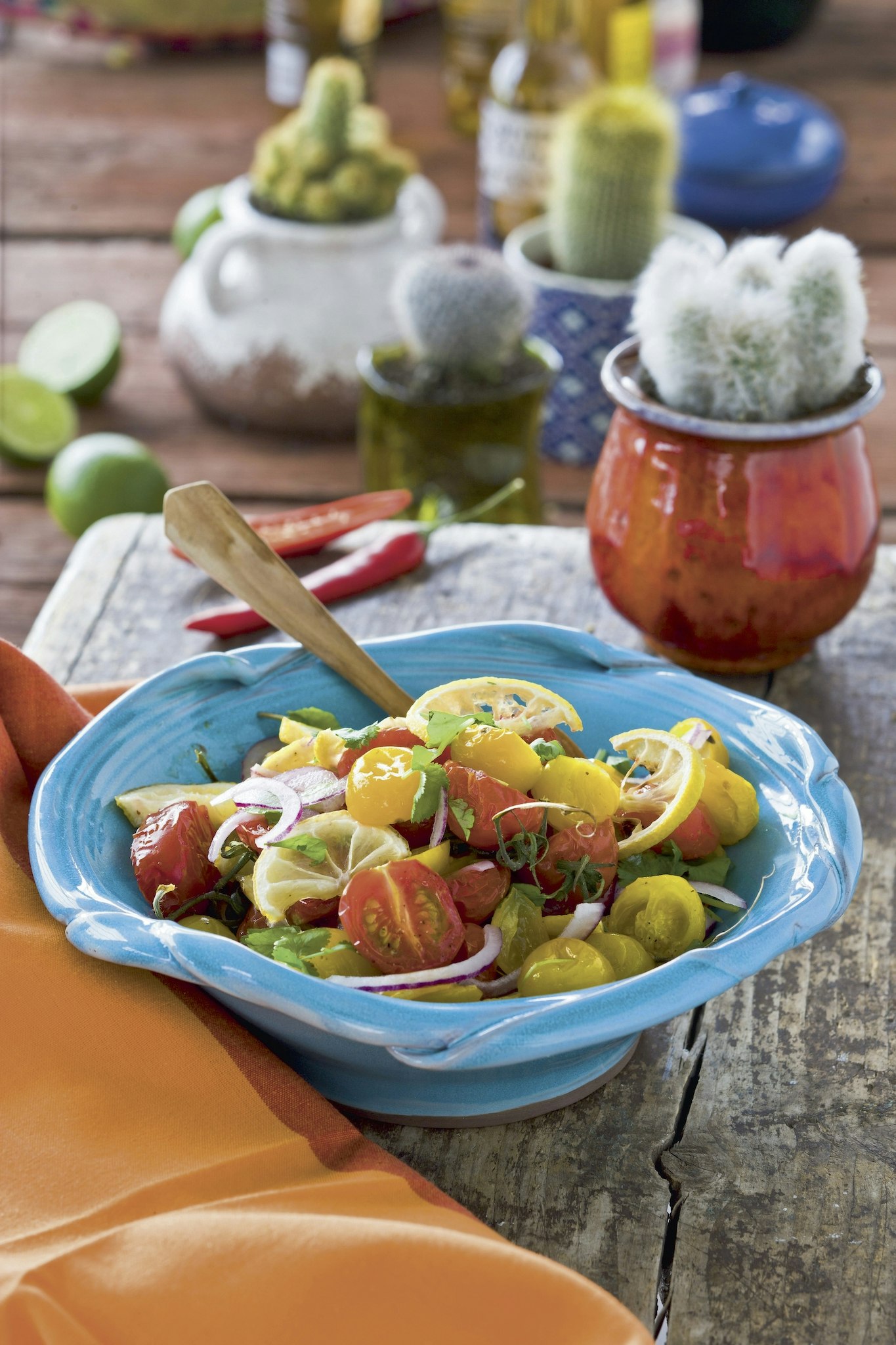 Rostad tomatsallad med citron och rödlök