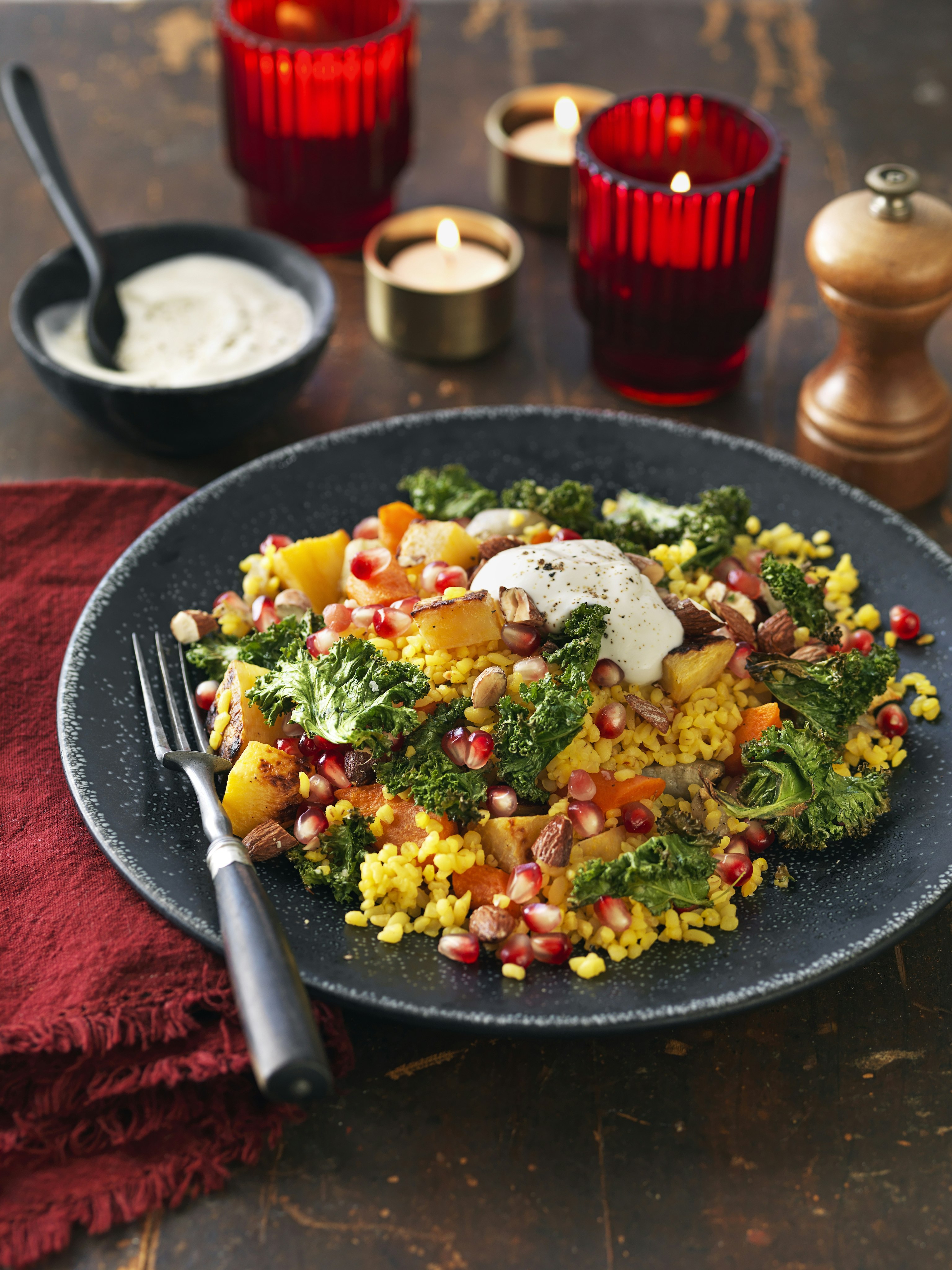 Saffransbulgur med rostade rotfrukter