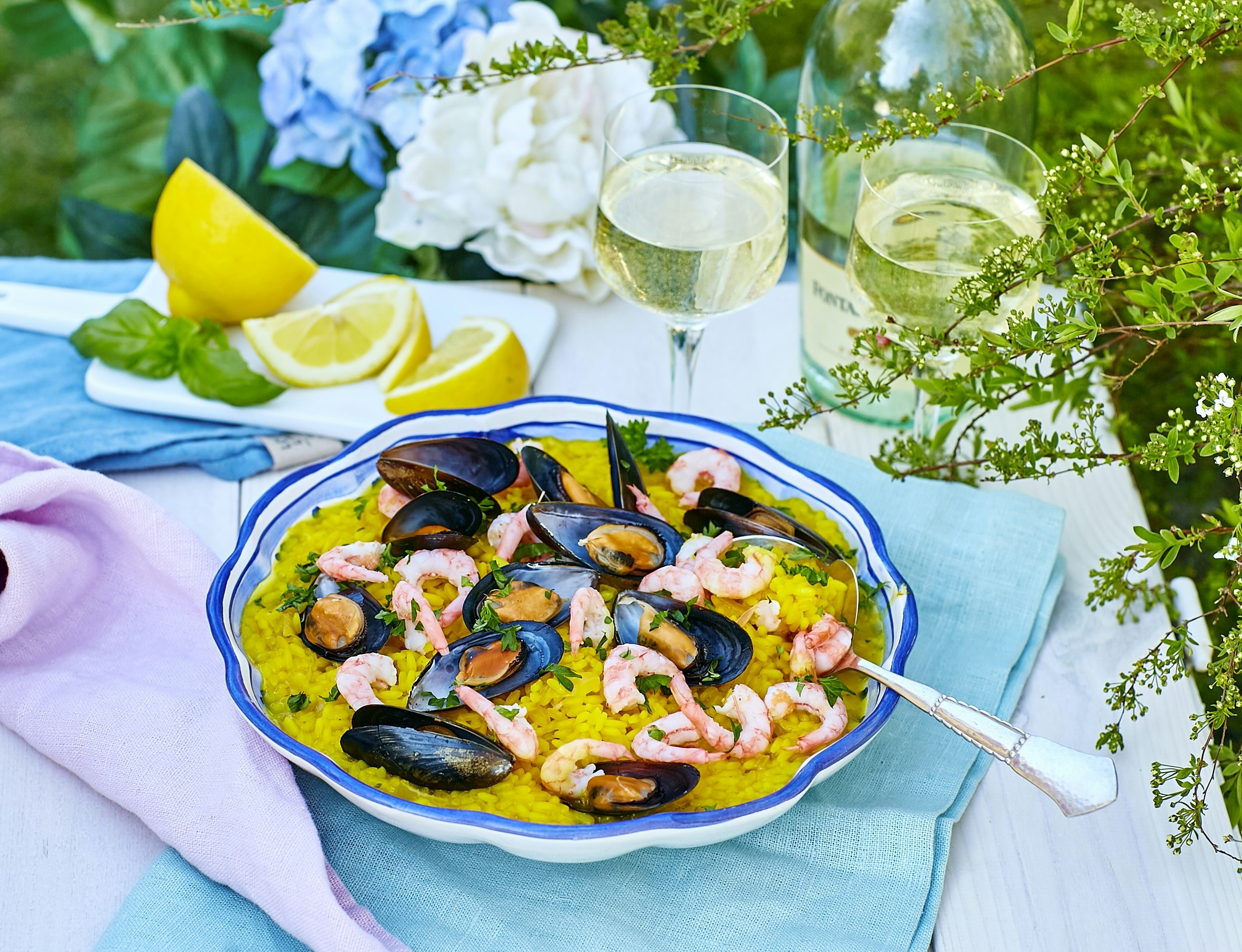 Saffransrisotto med skaldjur