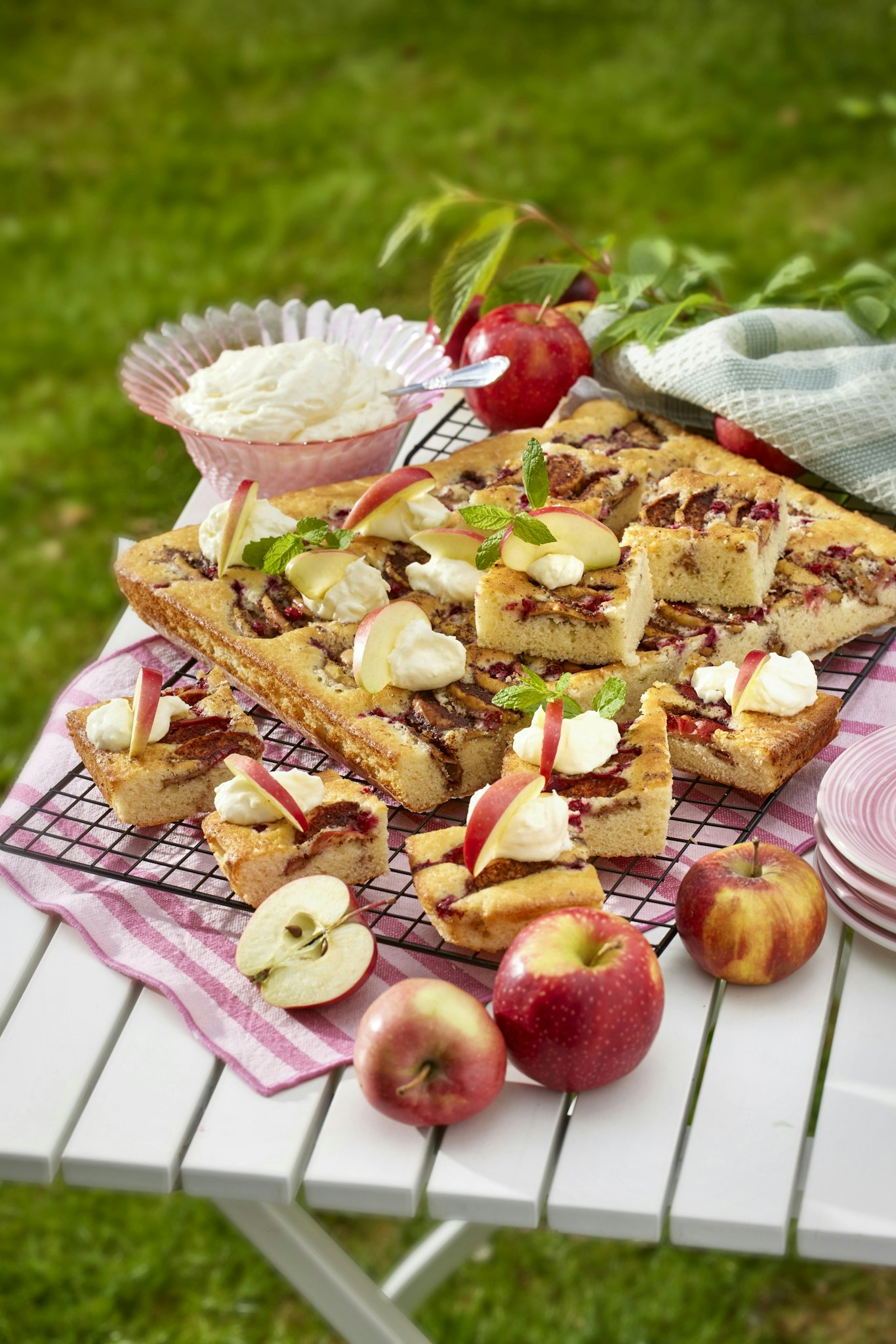 Äppelrutor med lingon och frosting