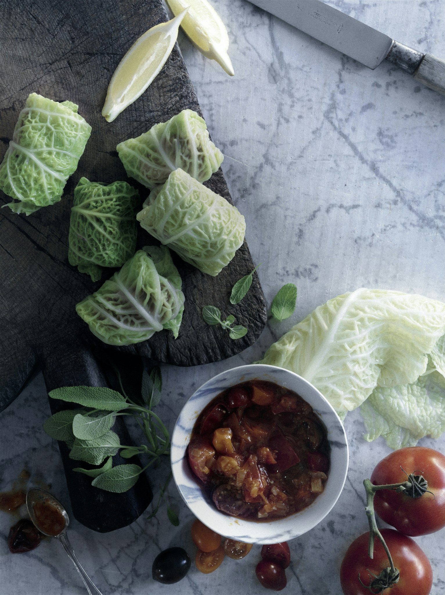 Savoykåldolmar i tomatsås