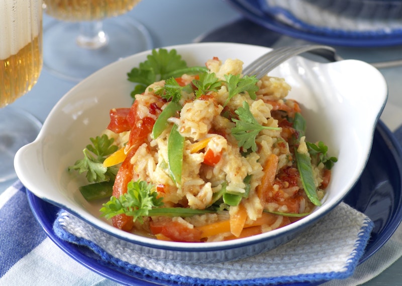 Stekt ris med grönsaker och ägg