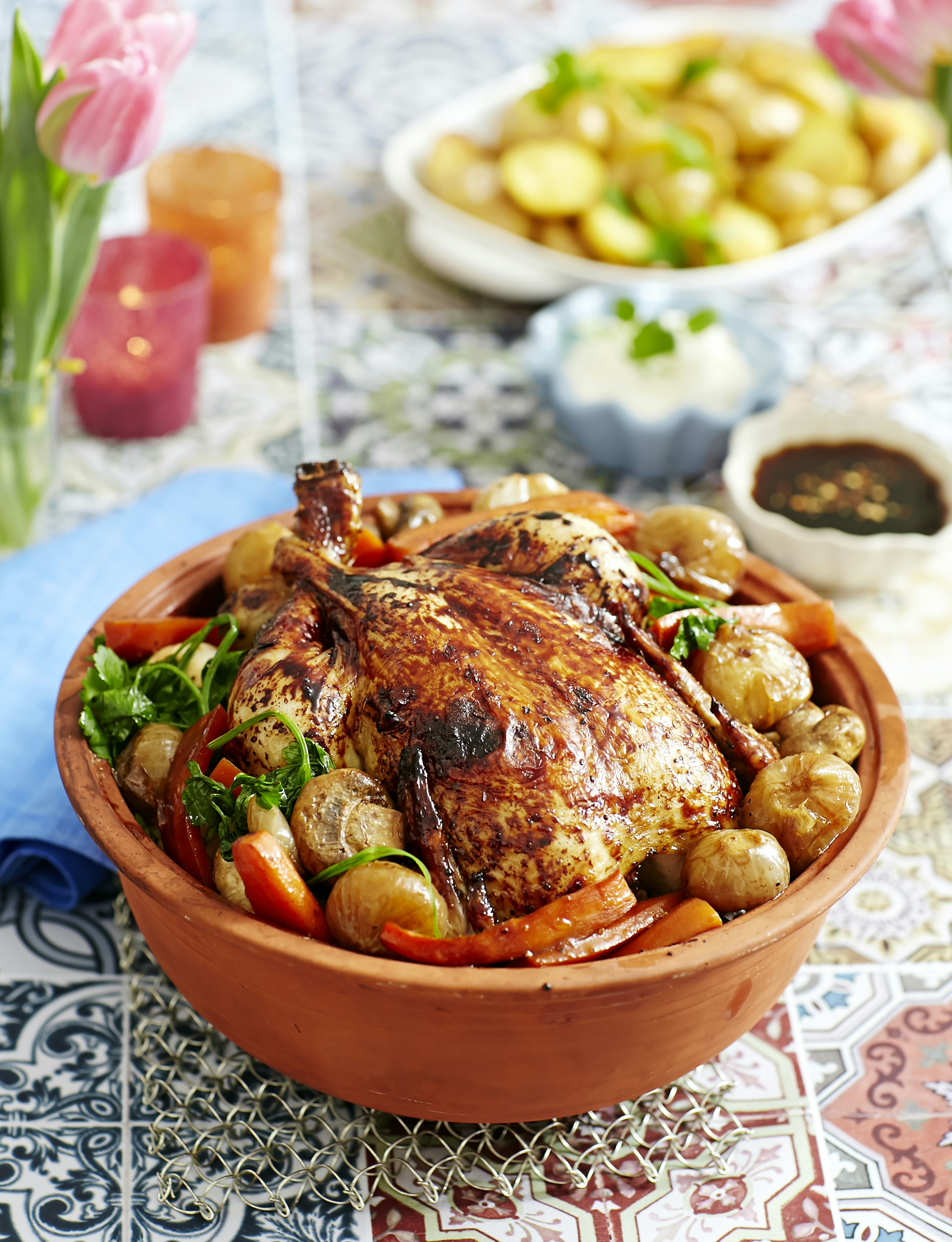 Kyckling teriyaki i lergryta med svamp