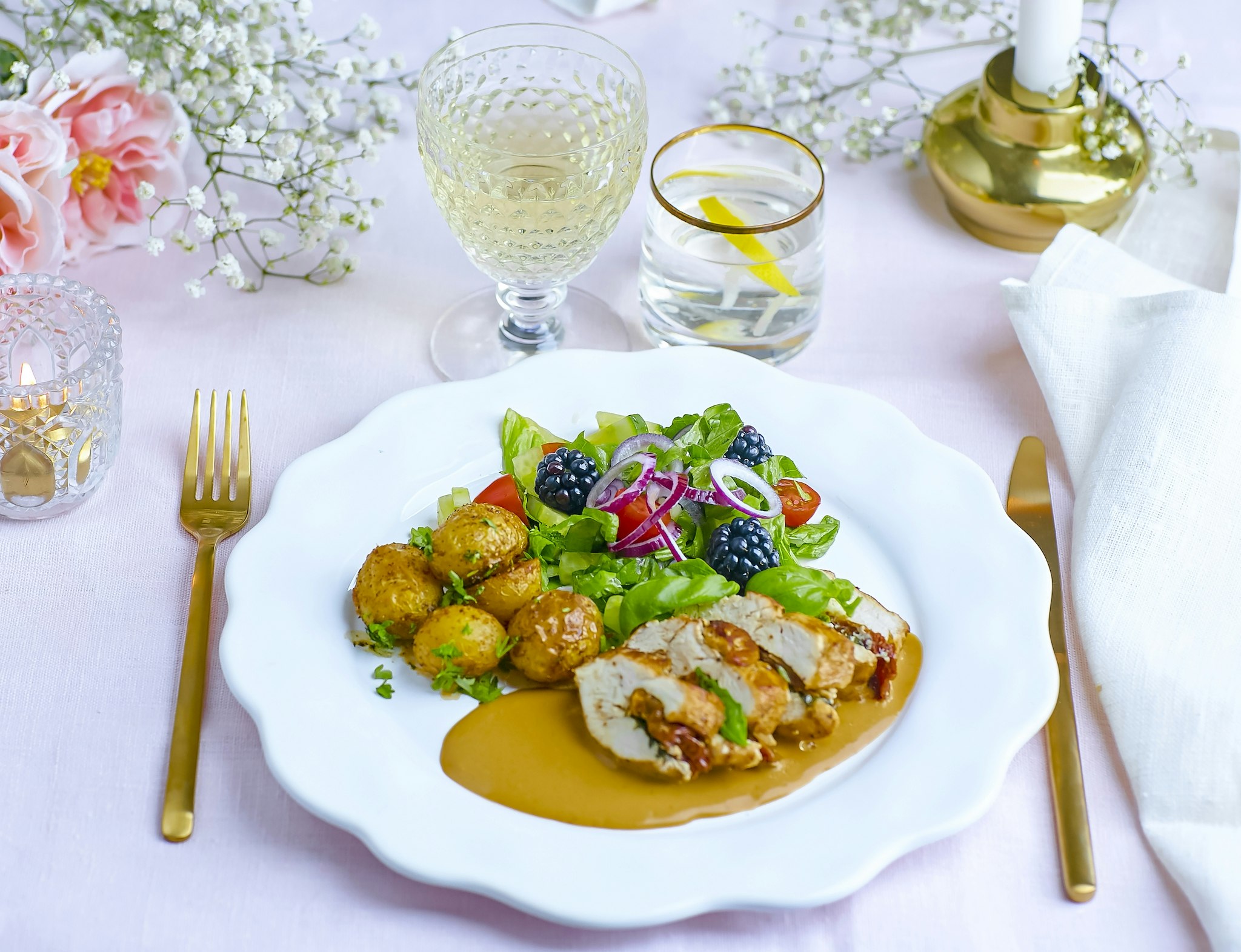 Tomatfylld kycklingfilé med dijon