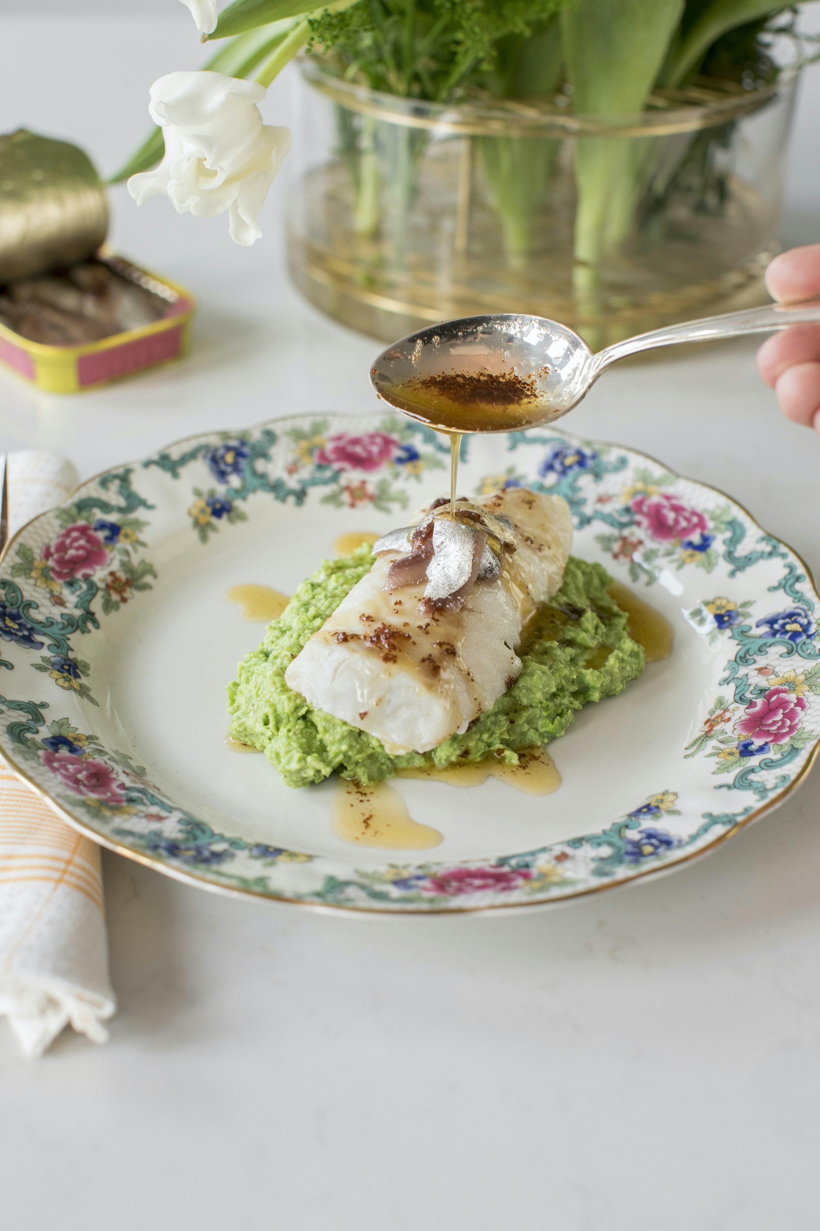 Torsk med ärtpuré och brynt smör