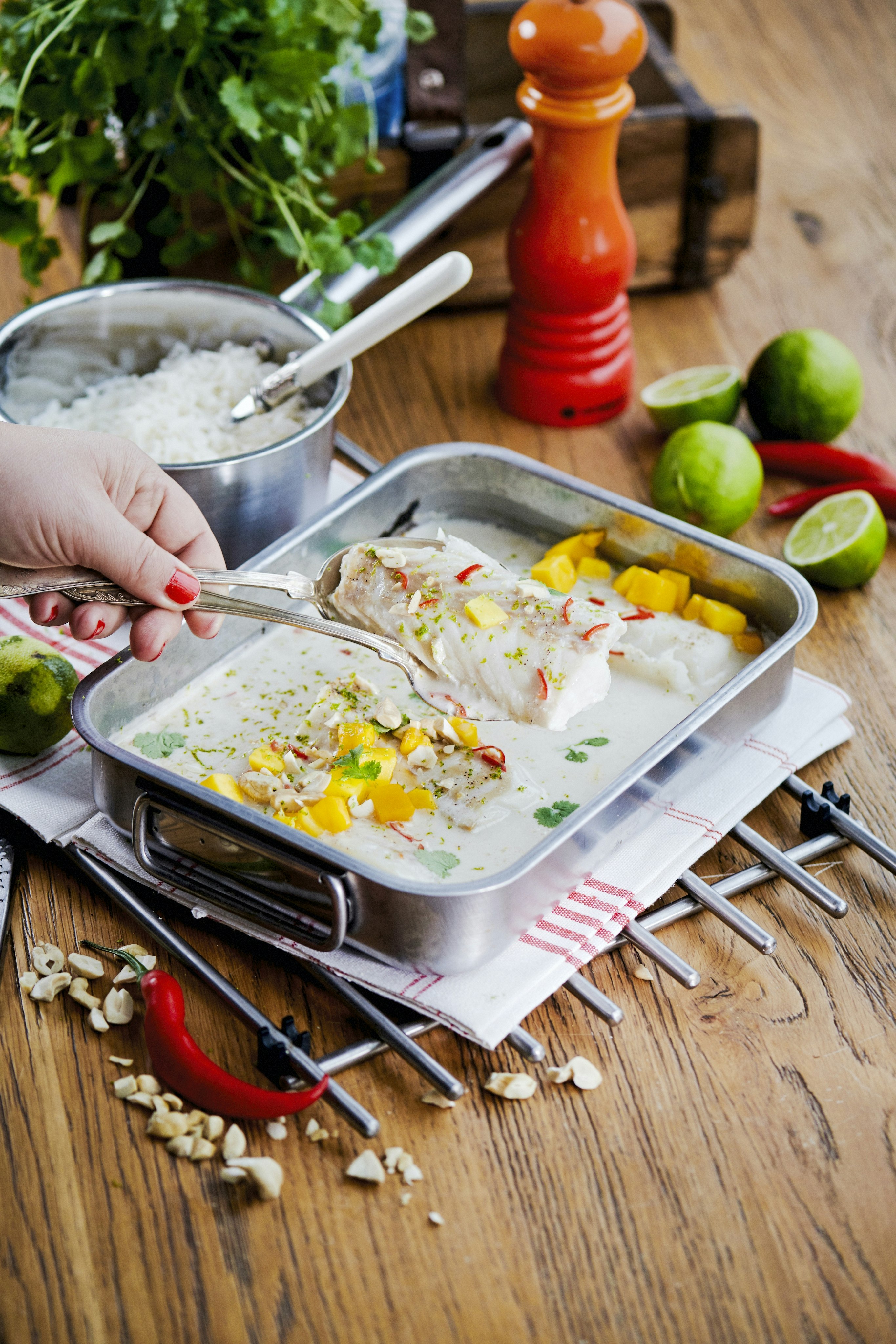 Torsk med kokos, chili och koriander