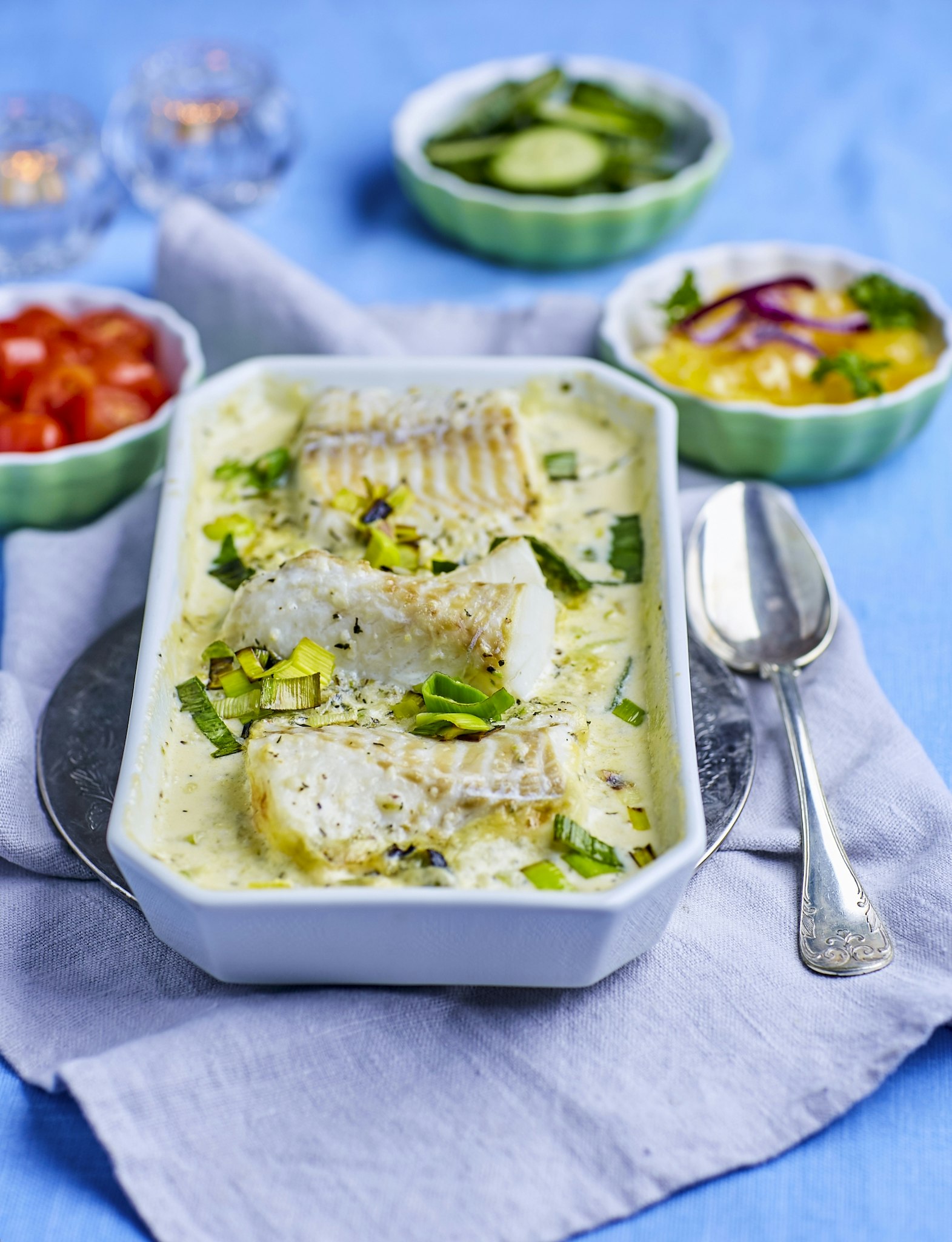 Torskgratäng med örter och vitlök