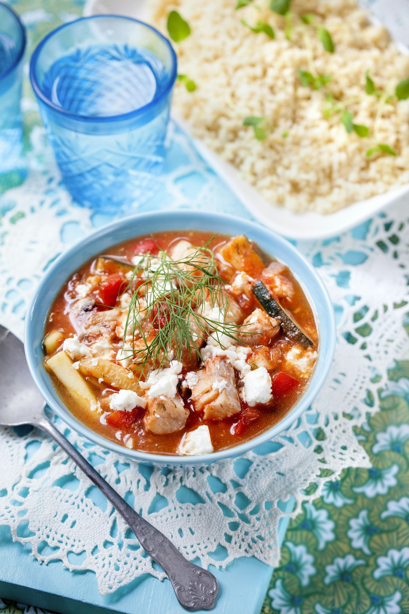 Torskgryta med grönsaker och salladsost