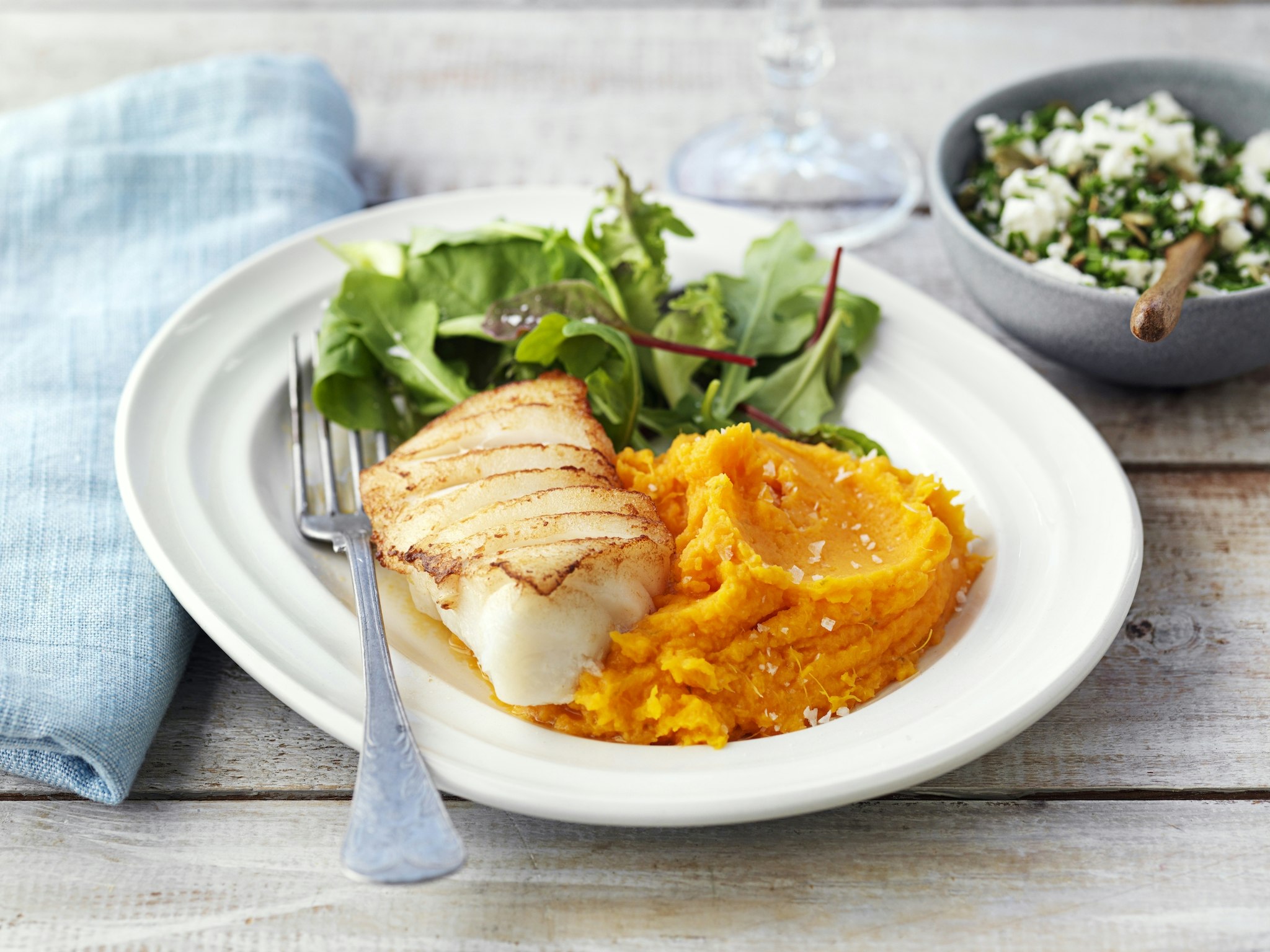 Torskrygg och sötpotatispuré med lime