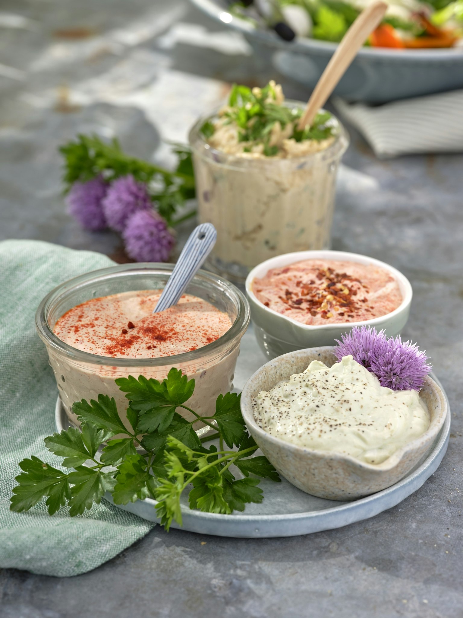 Tre tillbehör till sallad eller grillat