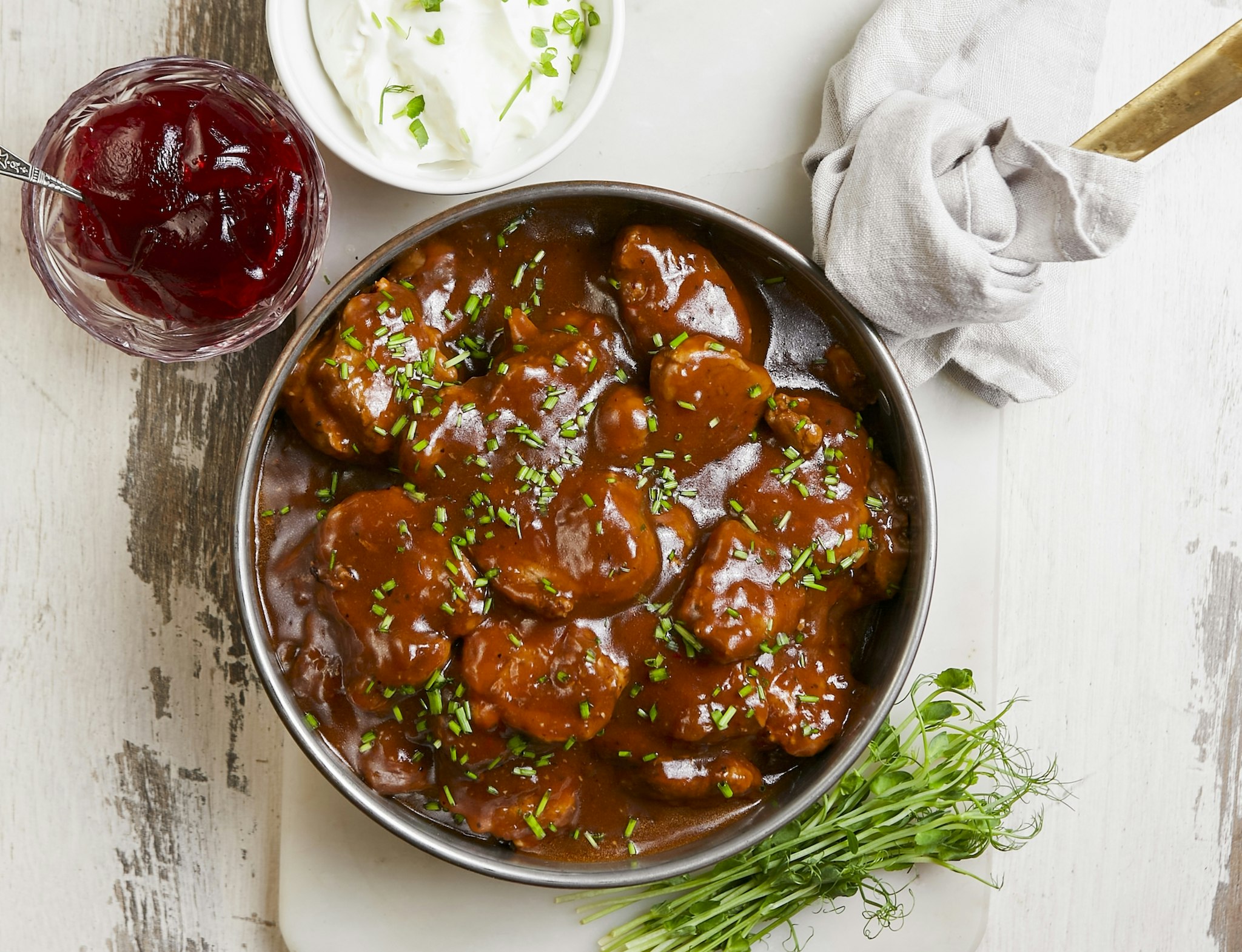 Fläskfilégryta med chèvrekräm