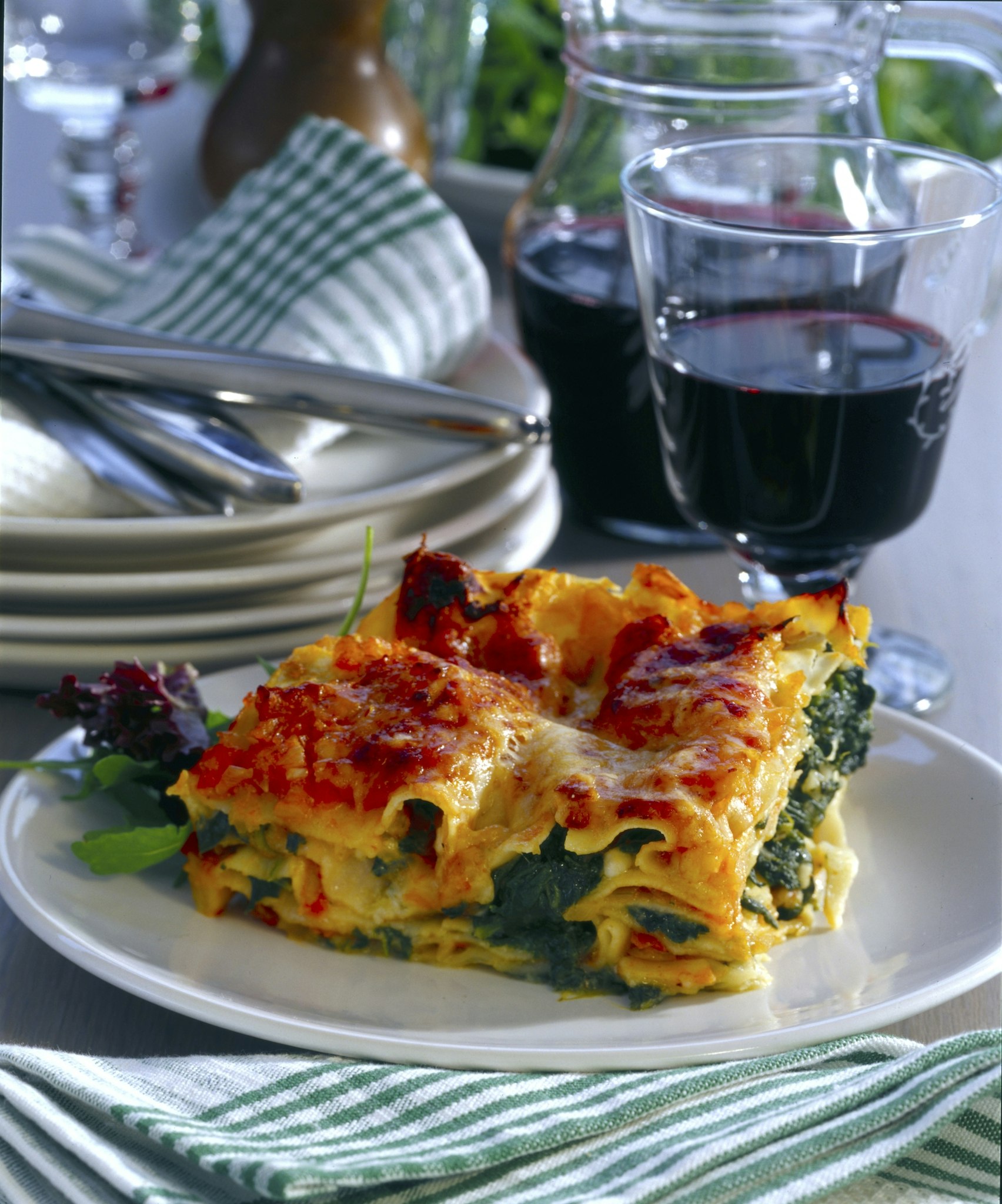 Vegetarisk lasagne med keso och spenat
