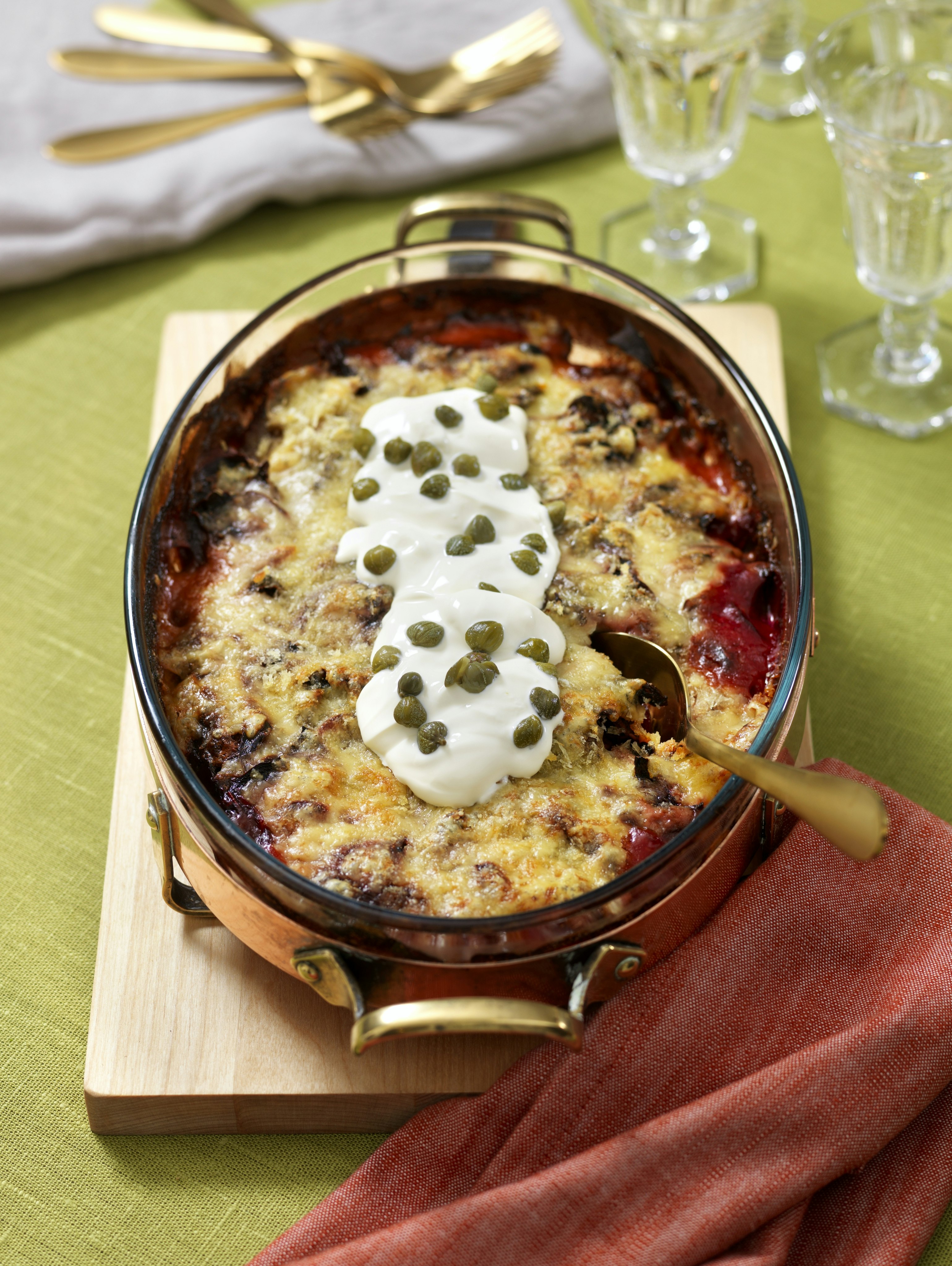 Vegetarisk rödbetsgratäng med getostkräm